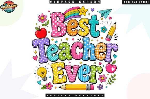 Celebrating Educators: The Art and Utility of Retro Patchwork Teacher Designs