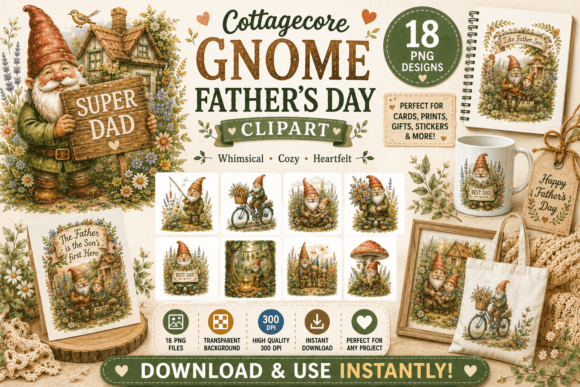 Celebrating Fatherhood Through the Lens of Cottagecore Gnome Father’s Day Clipart