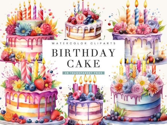 Colorful Birthday Cake Clipart Bundle: Strategic Design Resources for Creative Professionals