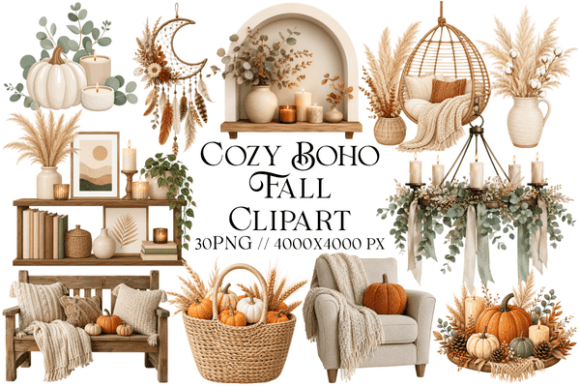 Cozy Boho Fall Clipart: Elevating Autumn Creativity