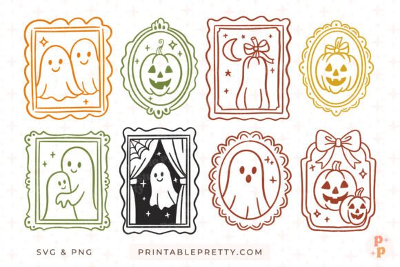 Cute Halloween Doodle Frames SVG PNG