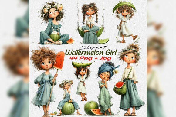 Elevating Summer Creativity with Whimsical Watermelon Girl Clipart