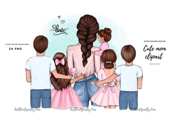 Evaluating the Mom and Kids Clipart Bundle Family PNG