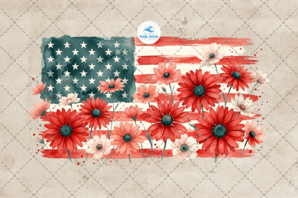 Floral American Flag 4th of July PNG: A Softer Take on Patriotic Design