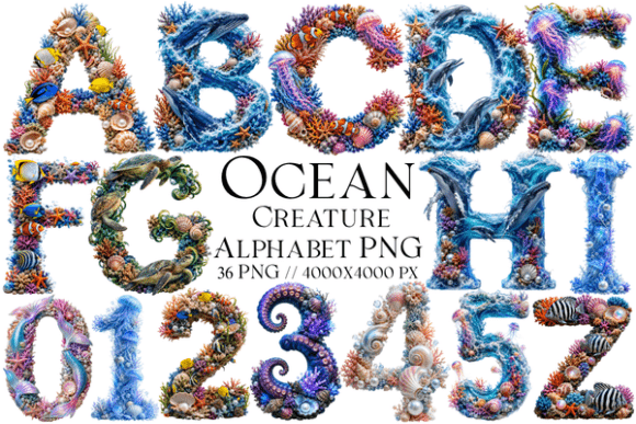 Ocean Creature Alphabet PNG: A Creative Solution for Underwater Designs