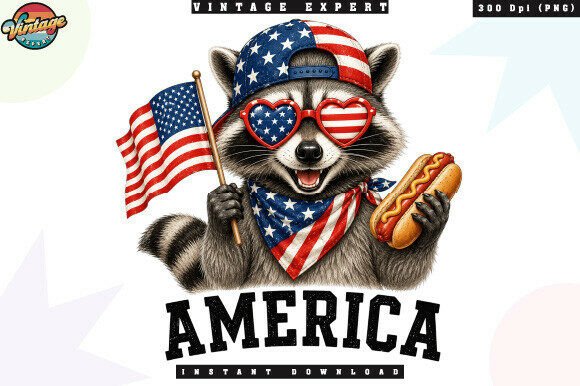 Patriotic Raccoon America Hotdog PNG: The Ultimate Design for Independence Day