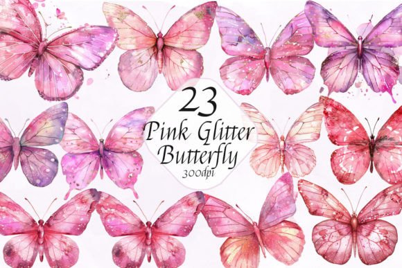 Pink Glitter Butterfly Clipart Bundle: A Versatile Design Resource for Creative Projects