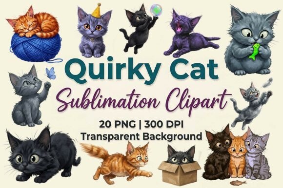 Quirky Cat Sublimation Clipart Bundle: A Creative Toolkit for Makers