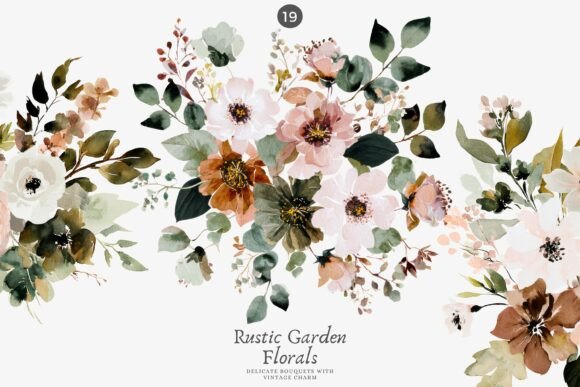 Rustic Floral Bouquet Clipart for Designers