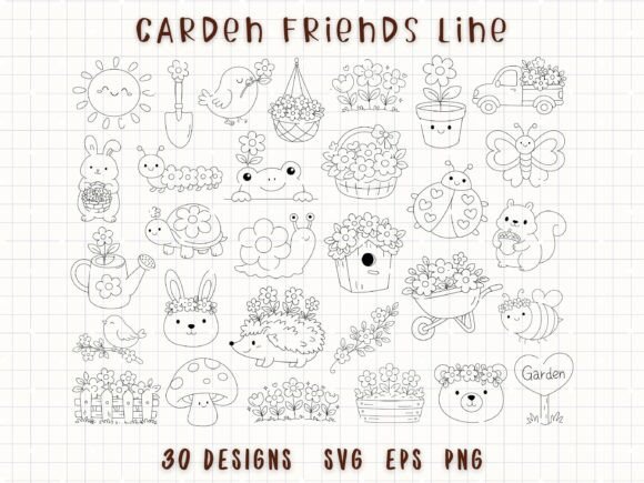 Spring Clipart SVG Garden Doodle