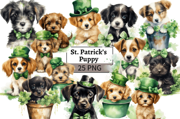 St. Patrick's Day Puppy Clipart Bundle