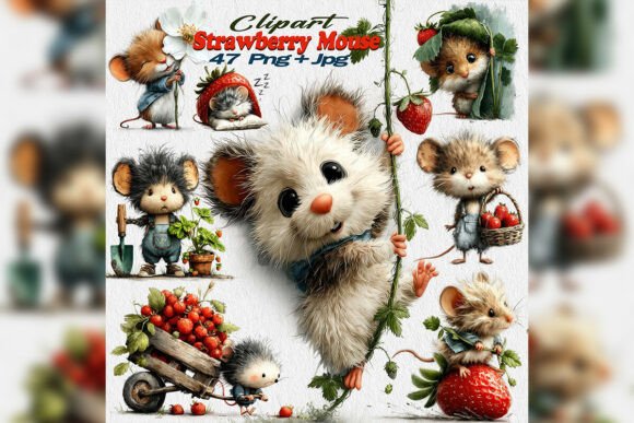 Strawberry Mouse Clipart Flat Design Png: A Sweet Solution for Modern Creative Projects