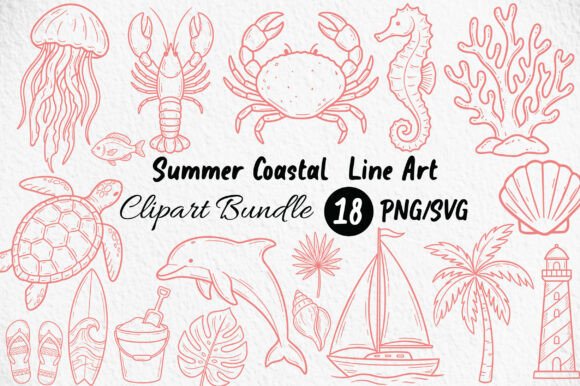 Summer Coastal Line Art Clipart: A Strategic Asset for Modern Design