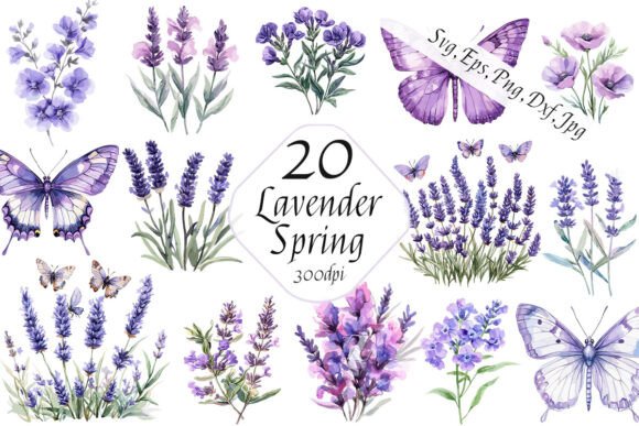 Unlocking Creativity with Lavender Spring Butterfly Clipart SVG and Watercolor Lavender Spring Sublimation Cliparts