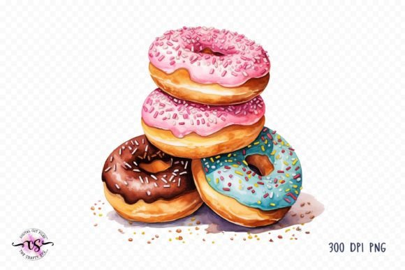 Watercolor Donuts Clipart: Creative Design Solutions for Print and Craft Projects