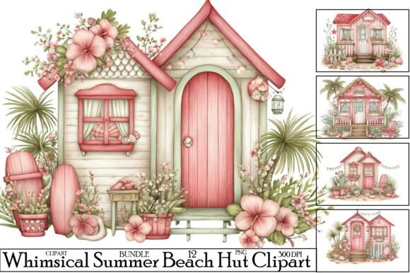 Whimsical Summer Beach Hut Clipart