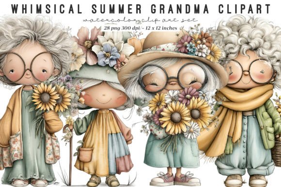 Whimsical Summer Grandma Clipart: Bringing Warmth to Your Creative Projects